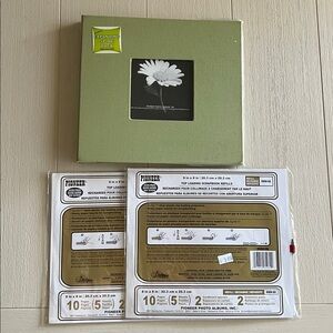 PIONEER Green Photo Album and Two (2) Top Loading Refill Packs
